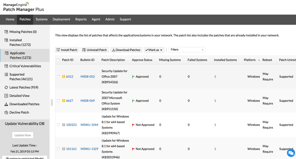 screenshot of ManageEngine Patch Manager Plus